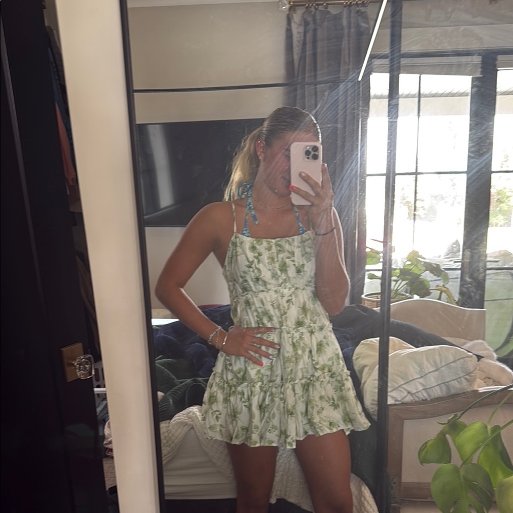 Green Floral Mini Dress